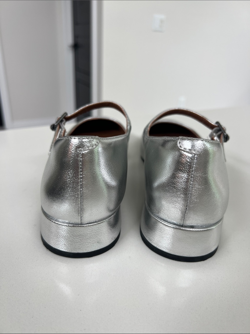 Kurt Geiger regent low heel mary jane silver metallic leather flats size 7 - Picture 7 of 11